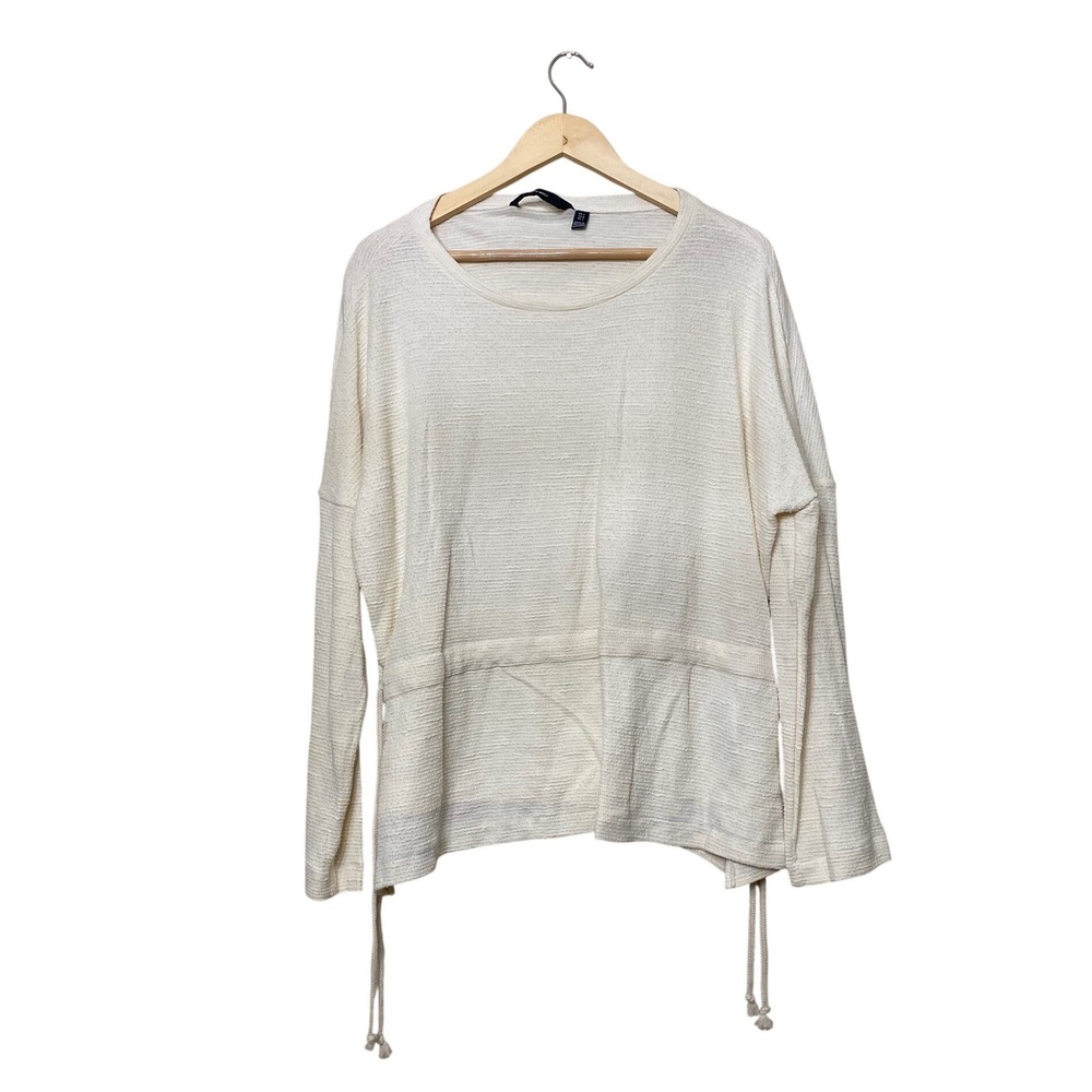Vero Moda‎ Cream Textured Knit Long Sleeve Drawstring Waist Top Large VMKERSTIN